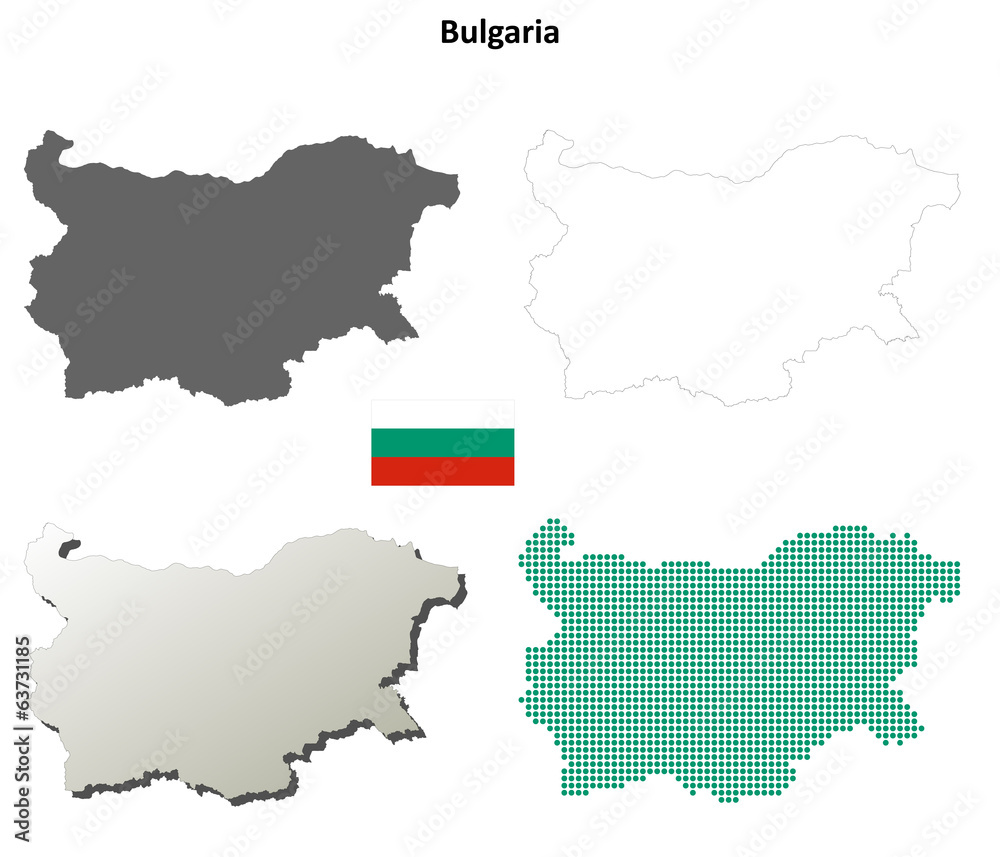 Blank detailed contour maps of Bulgaria