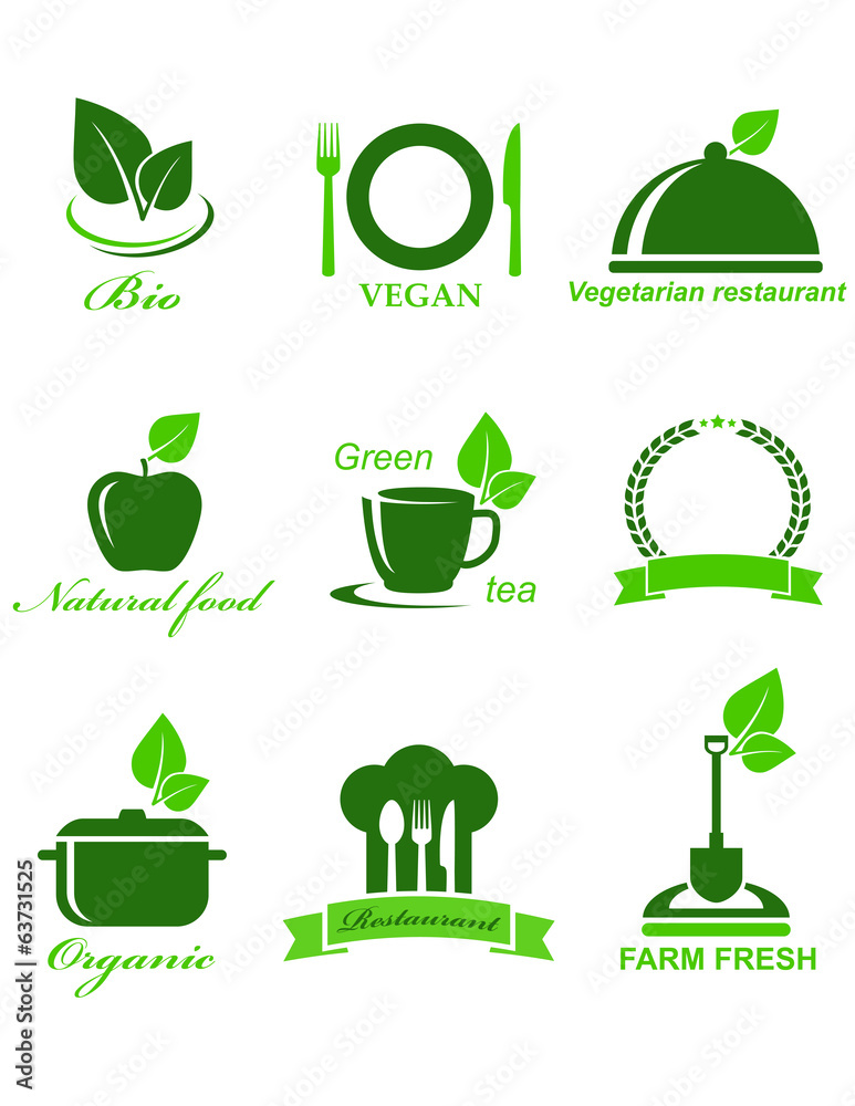 set of vegetarian food icons set of vegetarian food icons