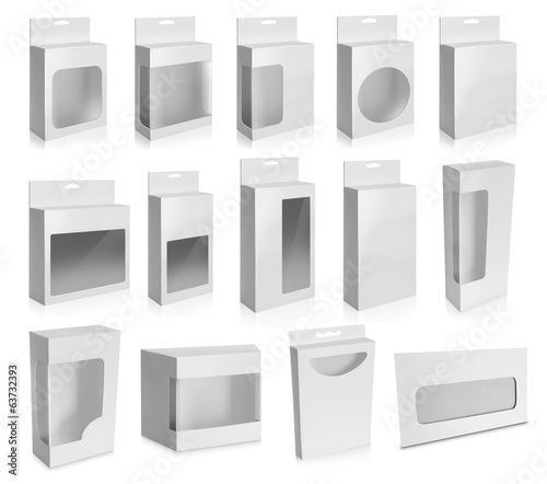 Collection of White Product Package Box With Window