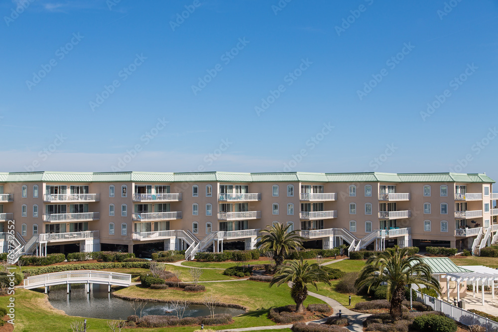 Coastal Condos with Balconies Under Blue Sky Coastal Condos with Balconies Under Blue Sky