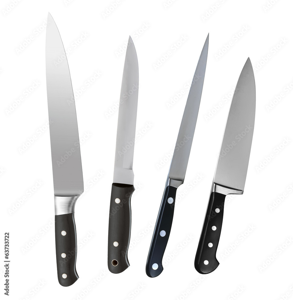 set of metal kitchen knives isolated on white set of metal kitchen knives isolated on white