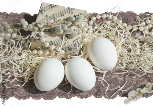 Egg lace music box and willow branch