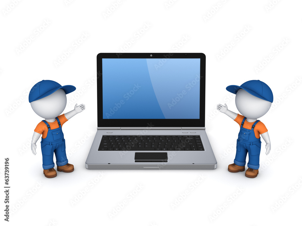 3d small people in workwear and notebook. 3d small people in workwear and notebook.