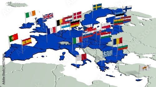 Europäische Union mit Landesflaggen 1