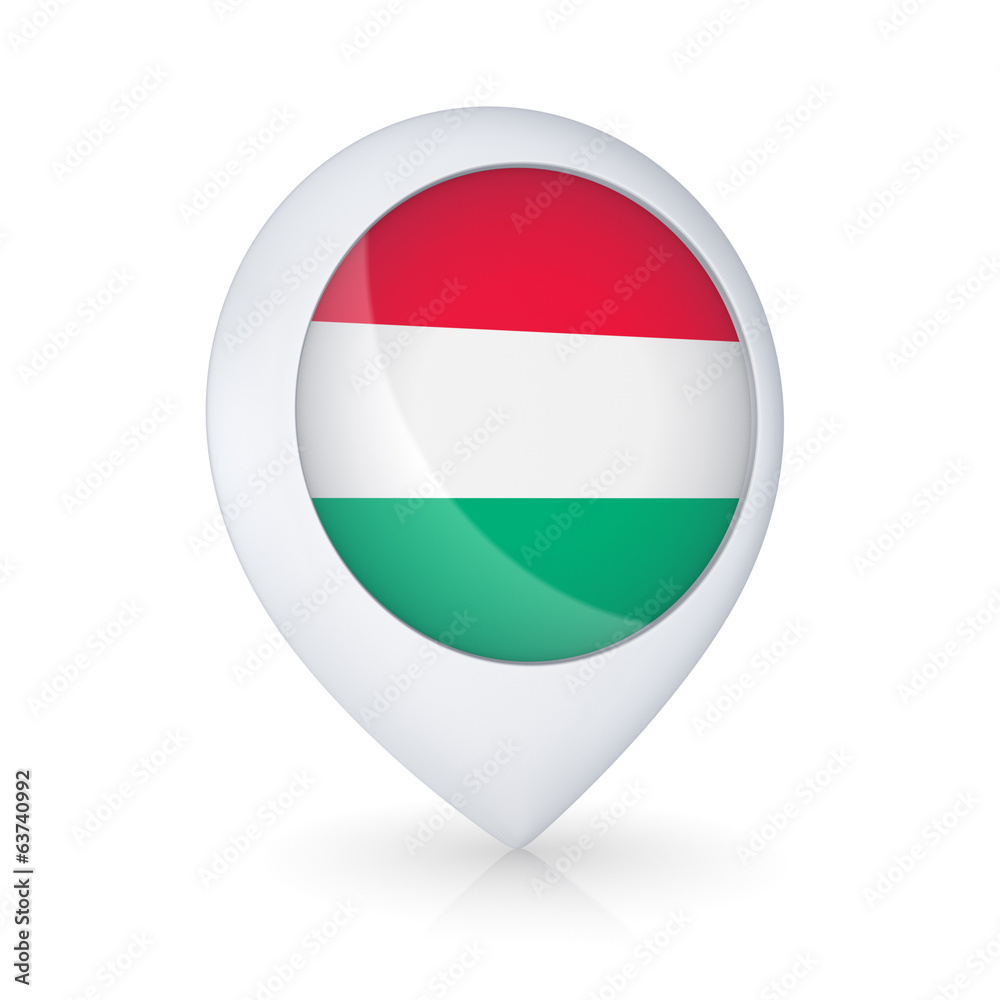 GPS icon with Hungarian flag. GPS icon with Hungarian flag.