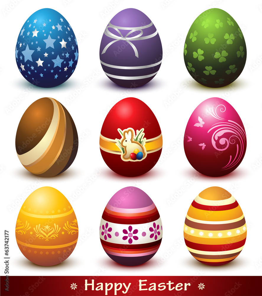 Collection of Easter Eggs - obrazy, fototapety, plakaty 