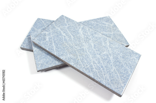 Blue ceramic tiles on white