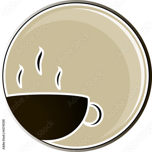 Illustration of a cup of tea or coffee in the form of a button