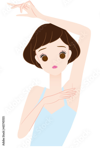 腋の下を気にする女性