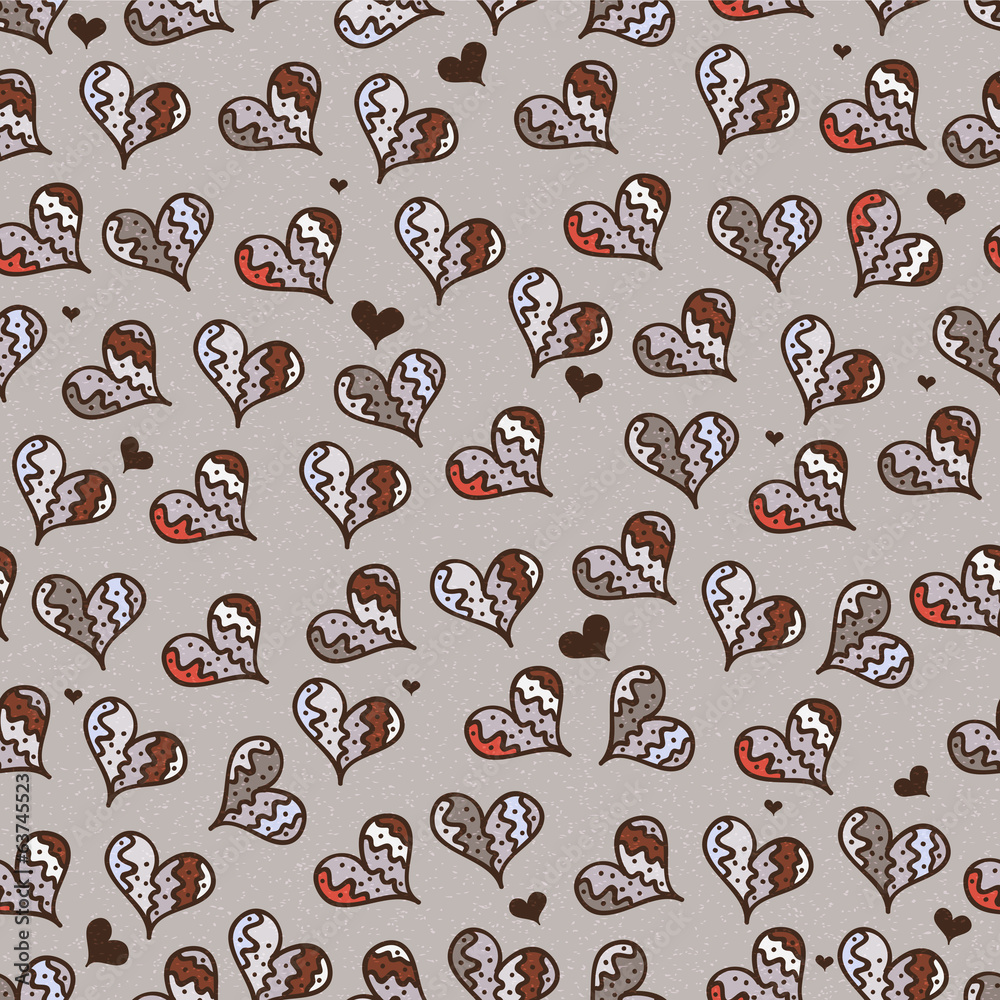 Obraz premium Seamless decorative pattern with hearts