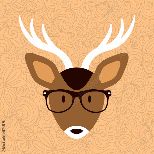 Cute deer in hipster glasses