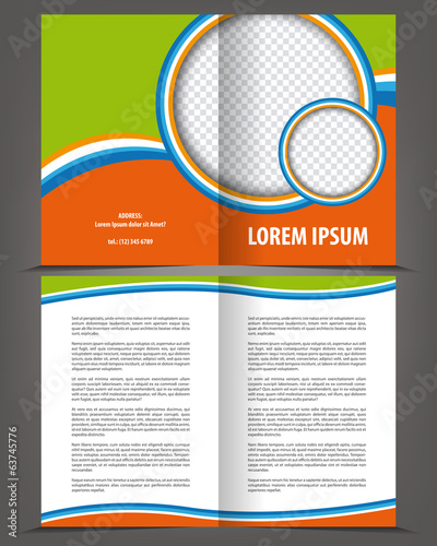 Vector empty bi-fold brochure print template design