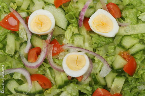 Eggs on salad