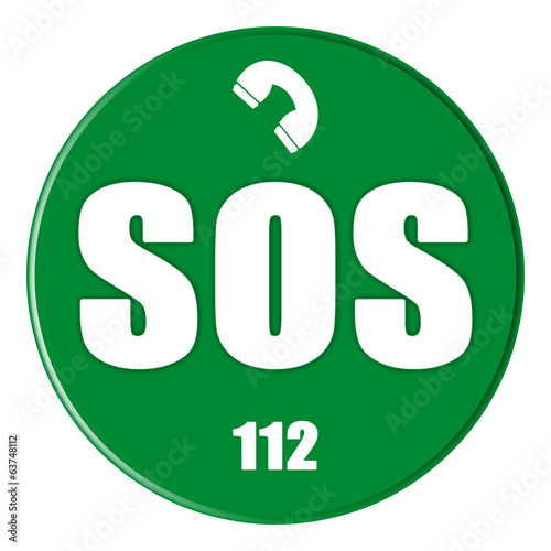 button - SOS 112 - telephone - green - g810 photo