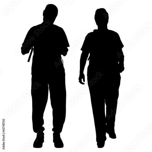 Vector silhouette of a people with a backpack.