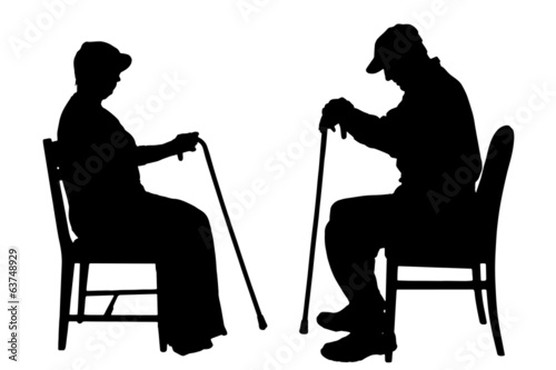 Vector silhouette of old people.