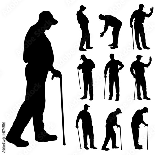 Vector silhouette of old people.