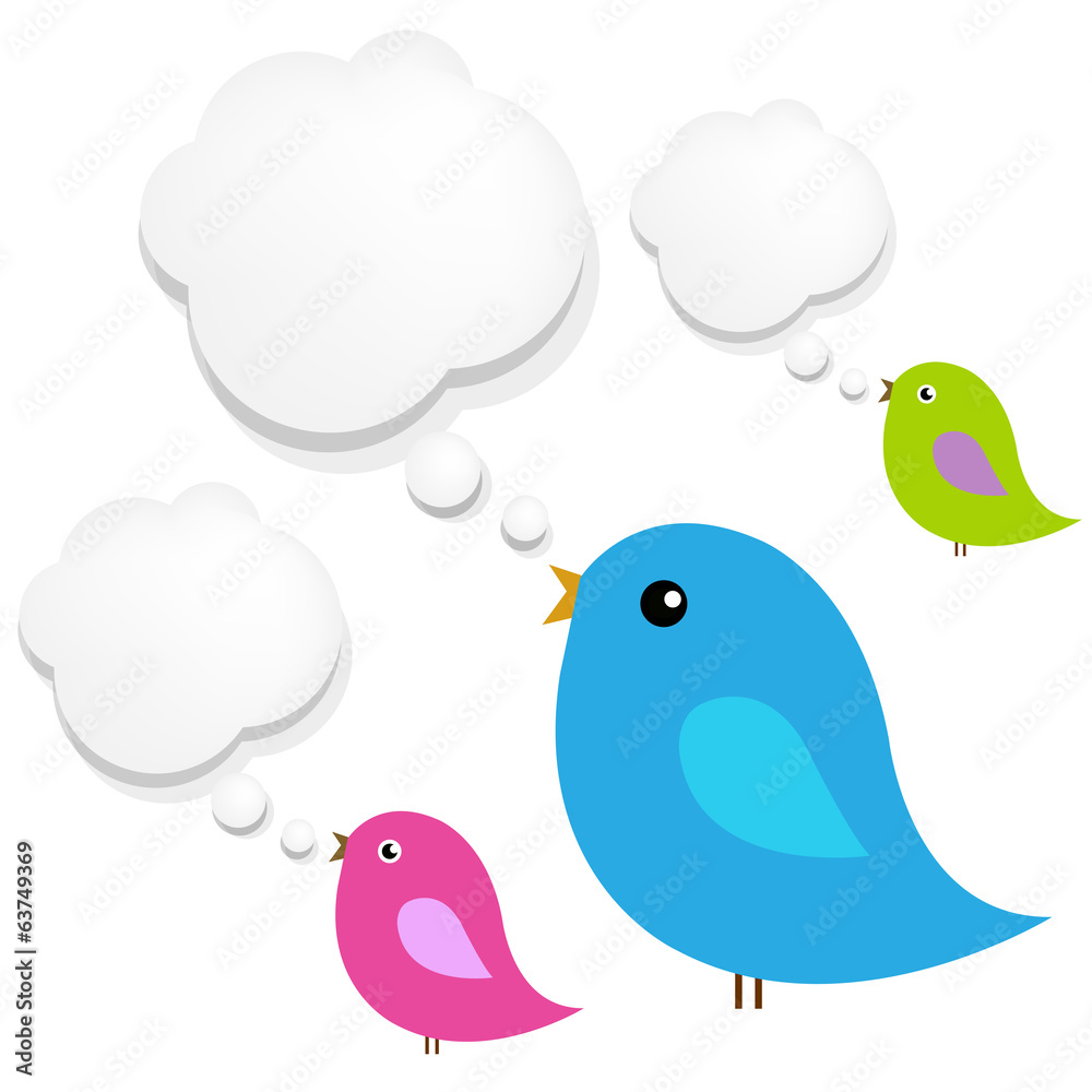 Obraz premium Birds With Cloud Speech Bubble
