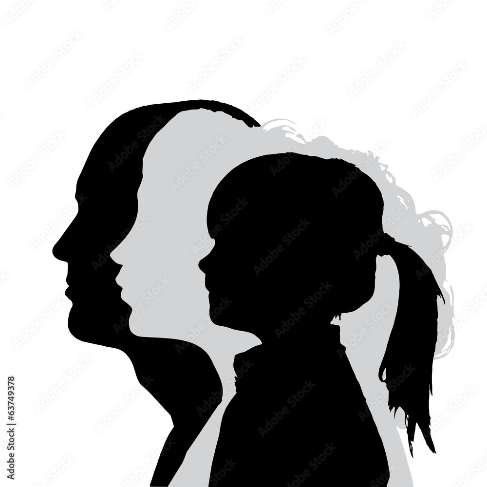 Vector silhouette profile of family.