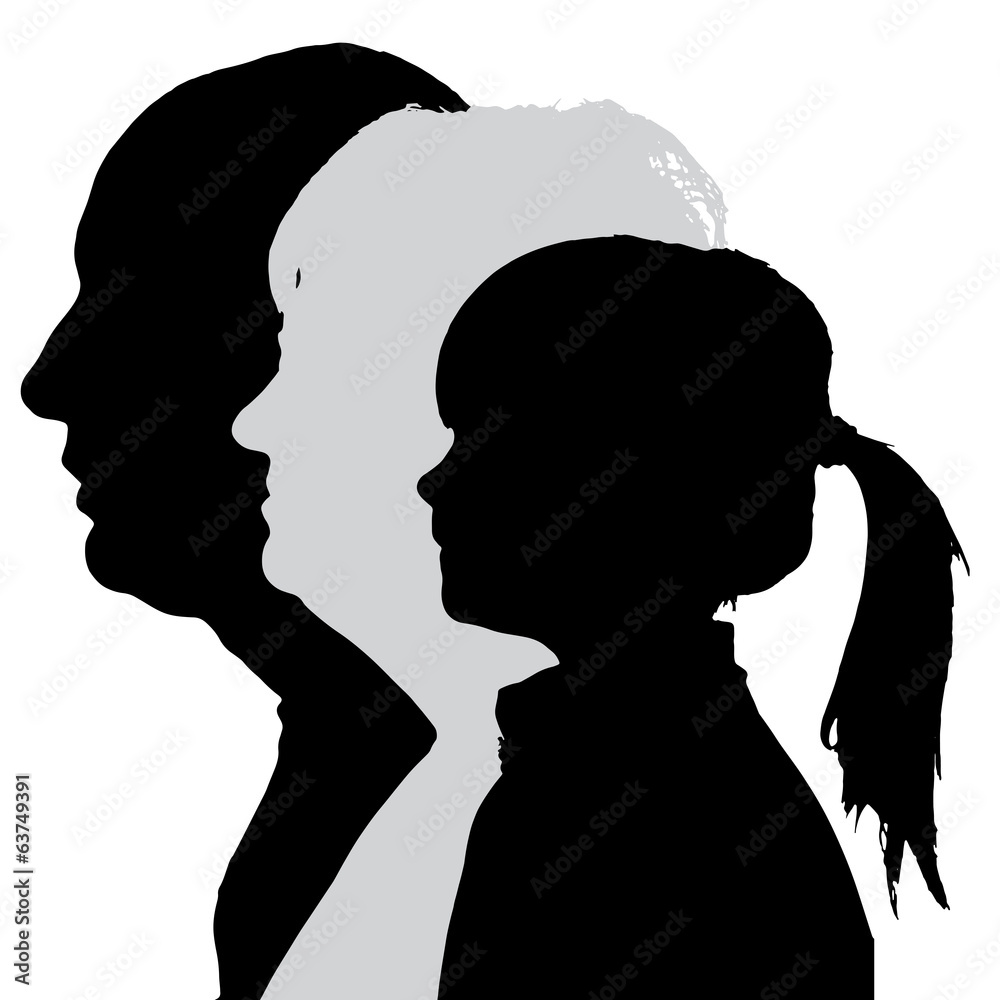 Vector silhouette profile of family.