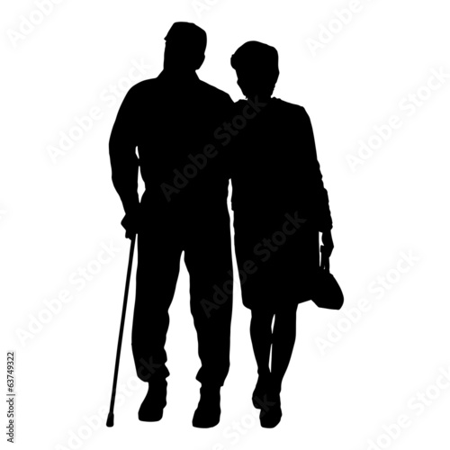 Vector silhouette of old people.