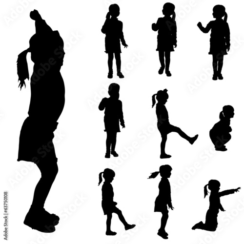 Vector silhouette of a little girl.