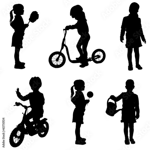 Vector silhouette of a little girl.