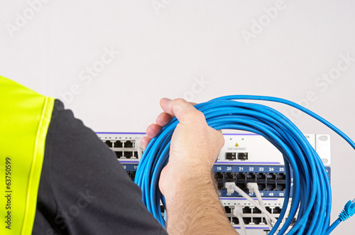 Server and wires during check-up photo