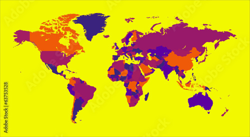 World Map color yellow