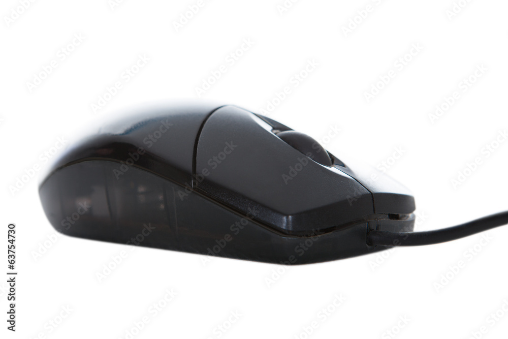 Wired computer mouse with a scroll wheel isolated on white Wired computer mouse with a scroll wheel isolated on white