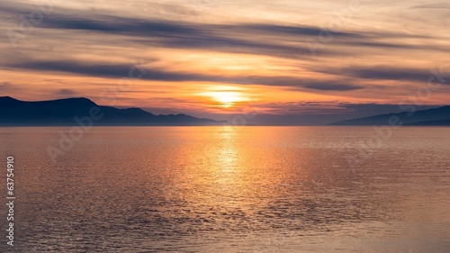 Scenic sunset at the ocean