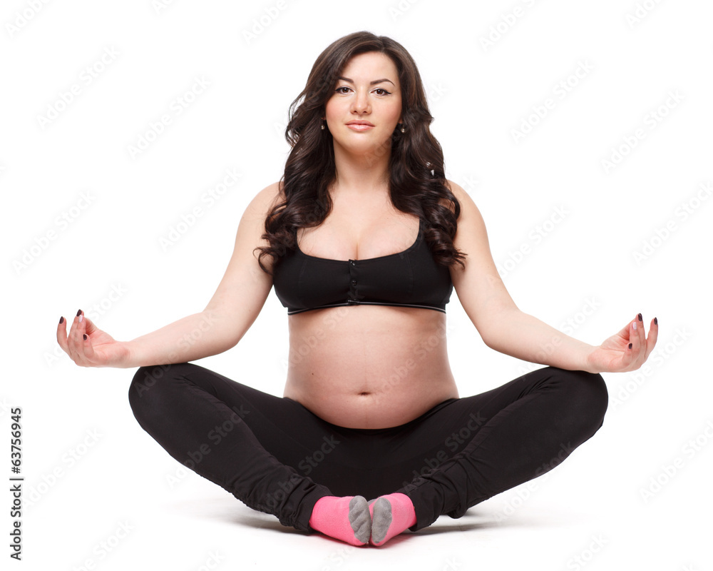 Sports pregnant young woman. Fitness.