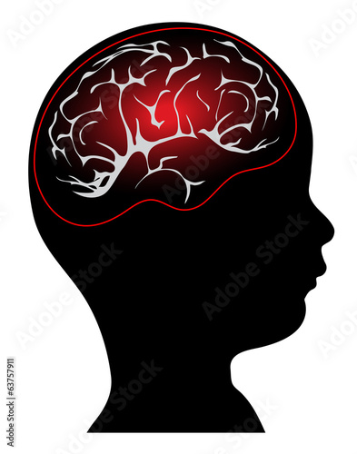baby's head with brain imaging