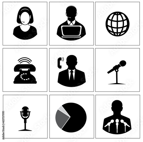 set of web icons on white background