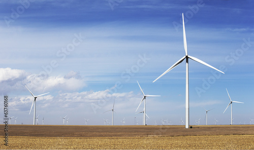 Giant wind turbines in open prairies, Colorado