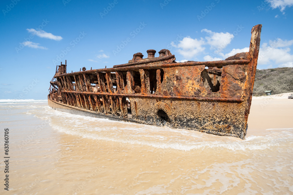 rusting wreck of the Maheno at Fraser Island.