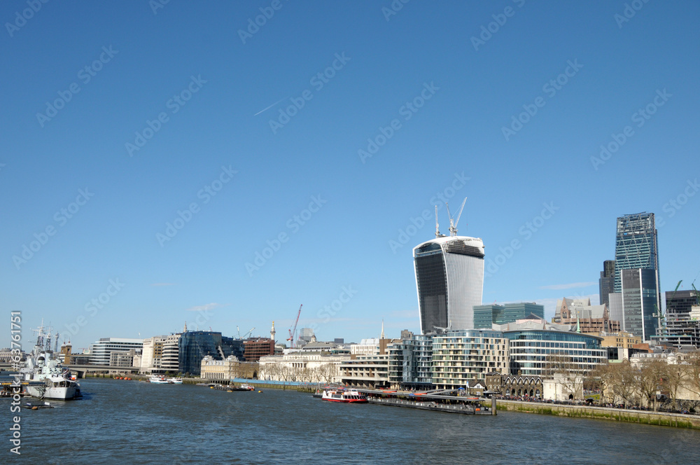 View over River Thames to Walkie-Talkie building