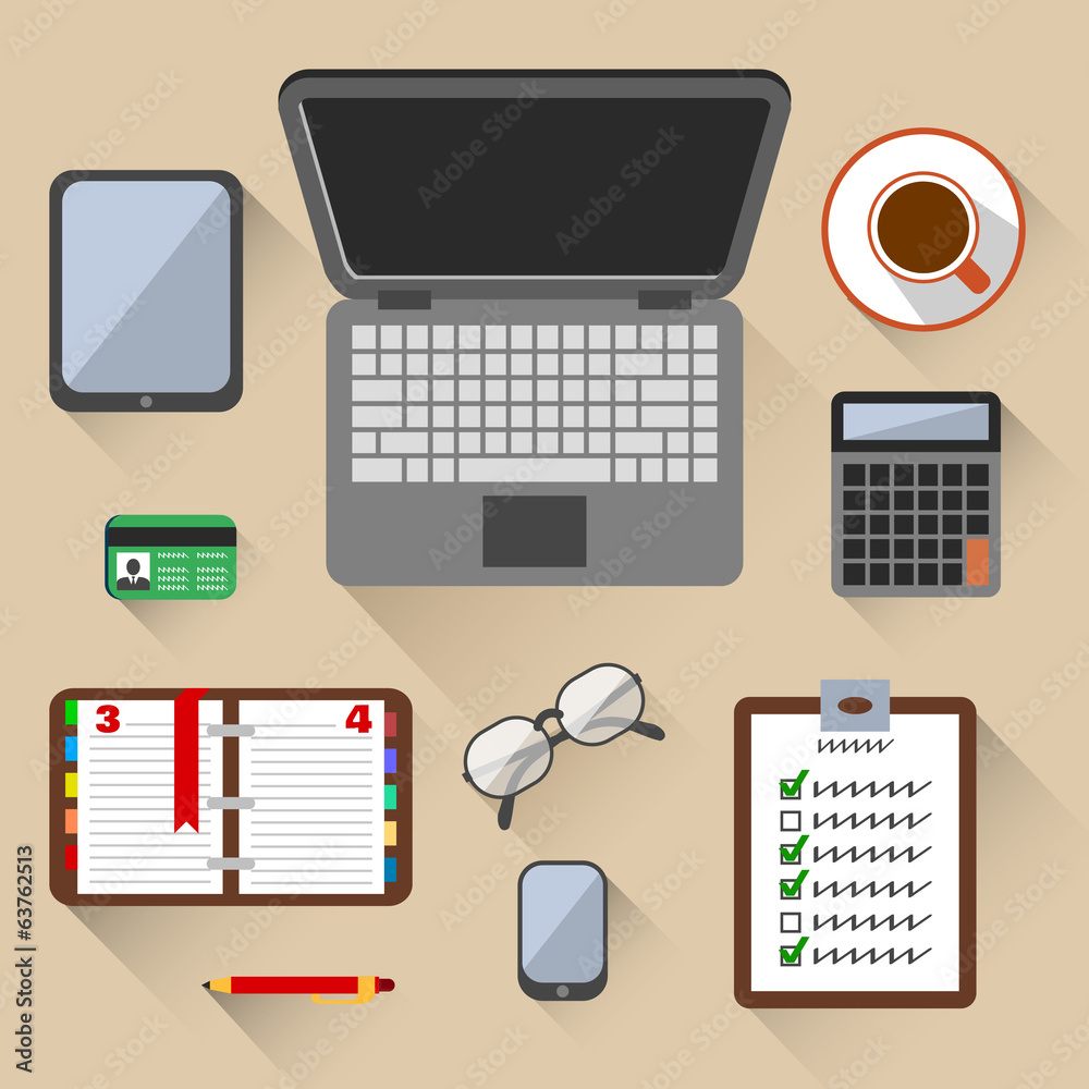 Top view on business workplace Top view on business workplace