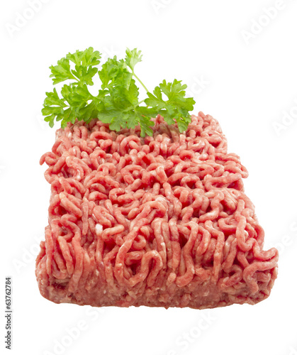 Raw ground beef. isolated on white