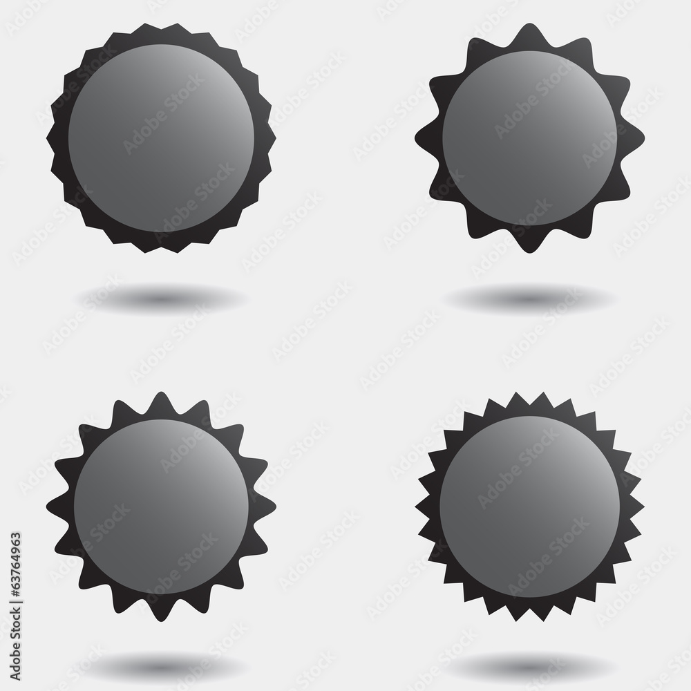 Set of Badge Base Forms, three dimensional with shadows Set of Badge Base Forms, three dimensional with shadows