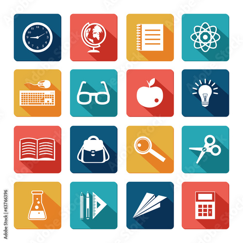 Education Icons Flat Set