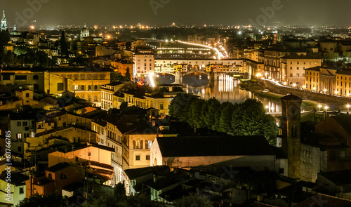 Ponte Vecchio night view over Arno river, Florence