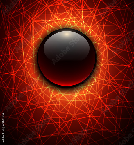 Abstract background glossy sphere on fiery lines texture