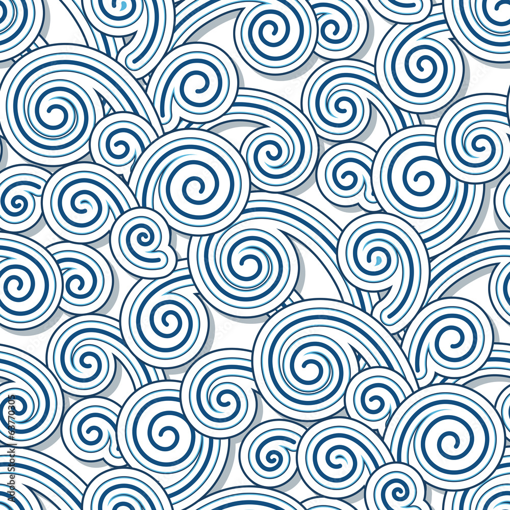 Abstract swirly waves, seamless pattern