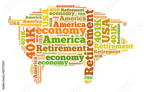American retirement plan concept with word cloud