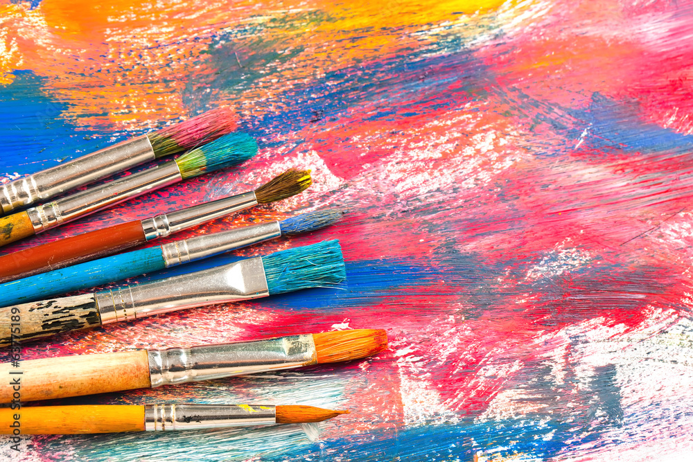 Fototapeta premium Paints and brushes