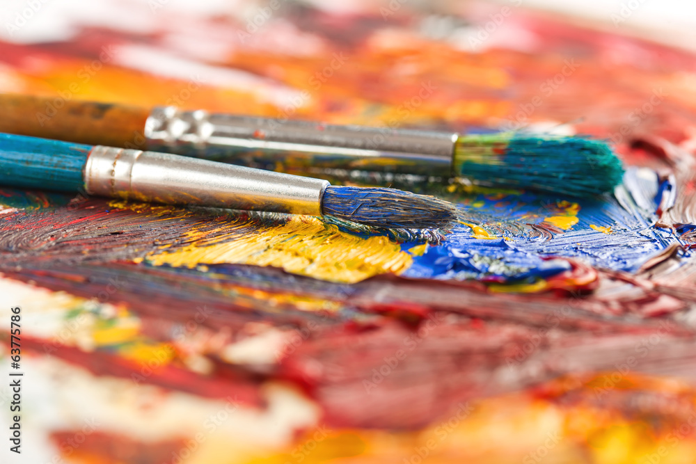 Fototapeta premium Paints and brushes