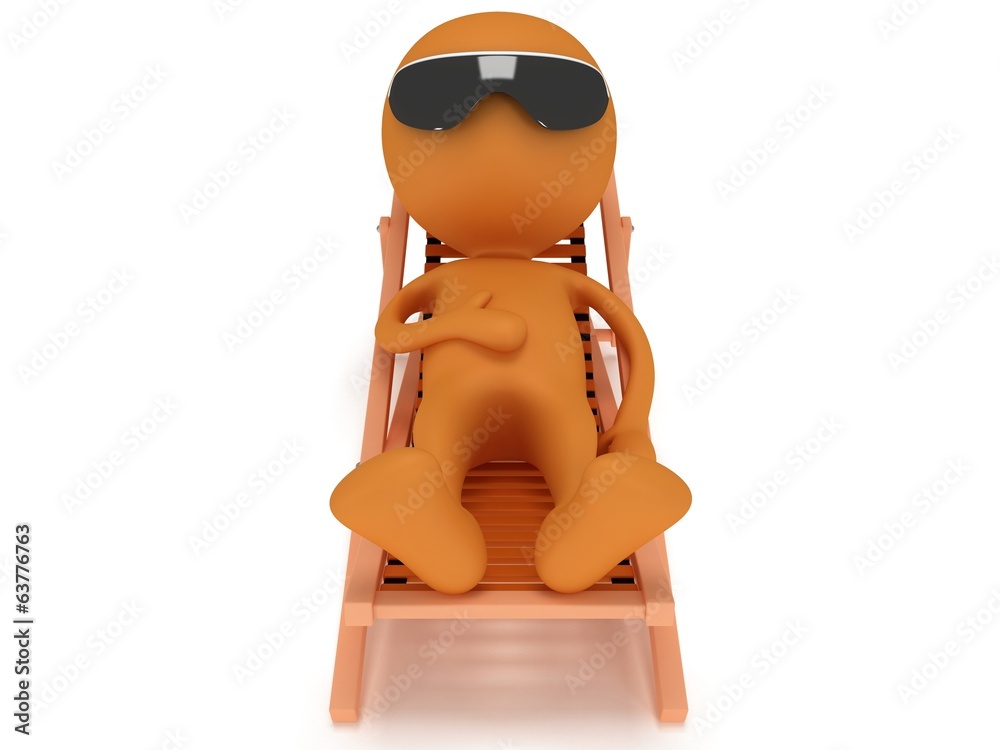 3d man having a rest on chaise lounge. 3d man having a rest on chaise lounge.