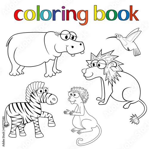 Fototapeta Naklejka Na Ścianę i Meble -  Kit of animals for coloring book