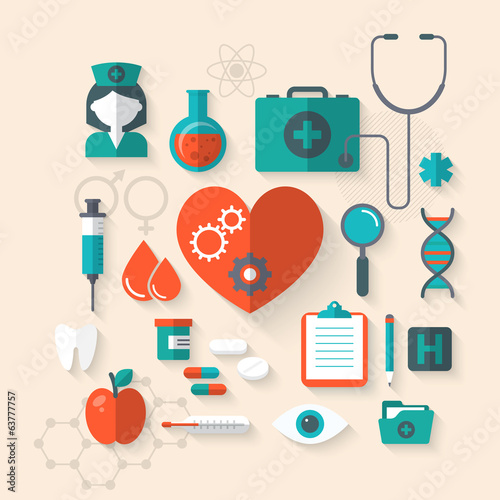Flat modern design vector medical icons